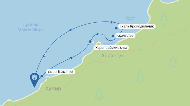 Карта маршрута Вечерняя прогулка на катере по озеру Байкал.