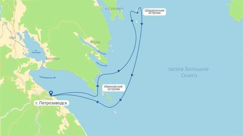 Карта маршрута Посетите места силы Карелии - Шардонские острова на катере