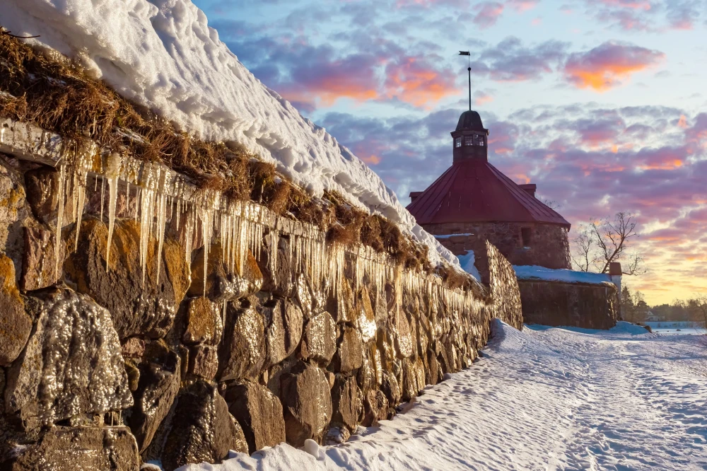 Карелия, Приозерск,  крепость Корела зимой