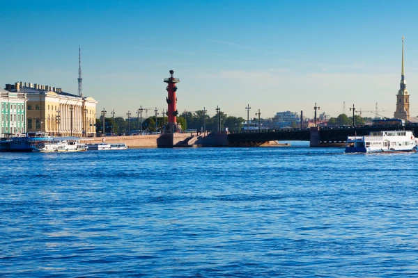 View of St. Petersburg. Palace Bridge in summer day 