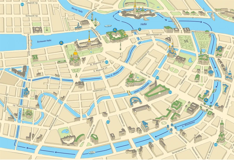 Карта маршрута Джазовый круиз по рекам и каналам с выходом в большую Неву в сопровождении лучших музыкантов.