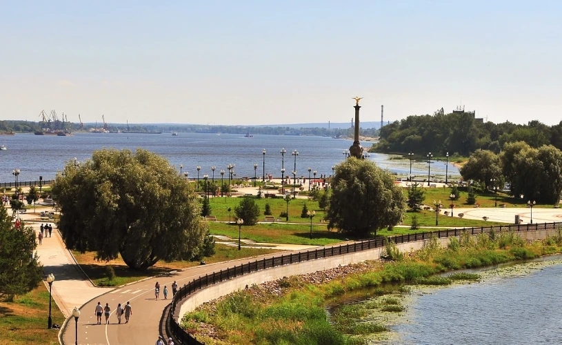 View of the city park of Yaroslavl, Golden ring, Russia